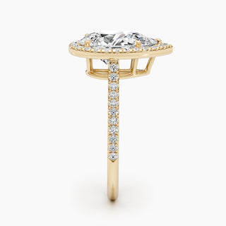 Bague de fiançailles en diamant en forme de poire de 1,50 à 3,50 ct avec halo et sertissage pavé