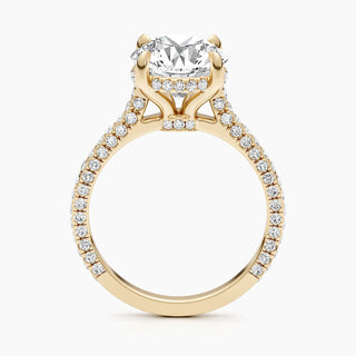 Bague de fiançailles avec halo caché et pavé de diamants ronds de 1,50 à 3,50 ct