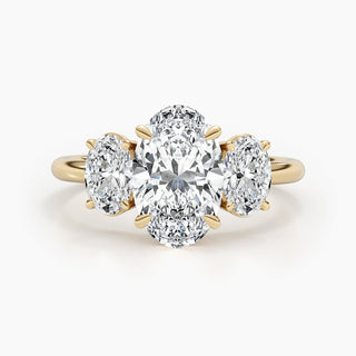 Bague de fiançailles avec diamant taille ovale de 2,61 ct serti de 3 pierres et d'une clarté G-VS