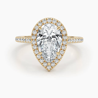 Bague de fiançailles en diamant en forme de poire de 1,50 à 3,50 ct avec halo et sertissage pavé