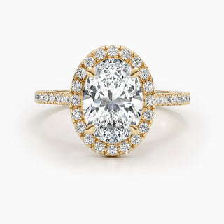 Bague de fiançailles avec halo ovale et pavé de diamants de 1,50 à 3,50 ct