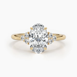 Bague de fiançailles en diamant ovale G-VS de 2,42 ct avec sertissage pavé