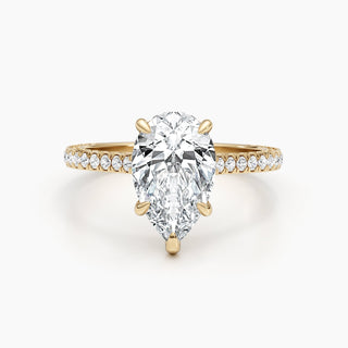 1.50 -3.50 CT Pear Hidden Halo & Pave Setting Diamond Engagement Ring