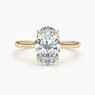 Bague de fiançailles avec diamant ovale de 2,50 à 3,50 ct avec monture halo cachée