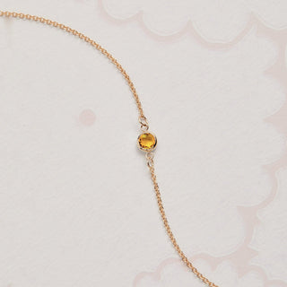 Bracelet pour elle avec pierre de naissance de novembre et diamants en citrine ronde de 0,25 ct