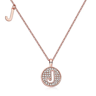 Collier avec diamants et moissanite en forme de lettre « J » pour femme