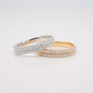 0.60 TCW Round CVD Diamond Double Row Wedding Band