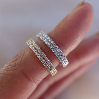 0.60 TCW Round CVD Diamond Double Row Wedding Band