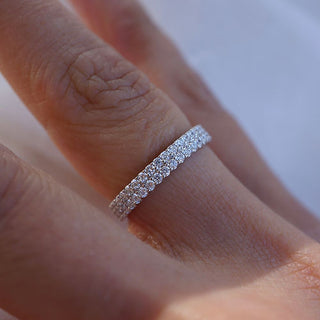 0.60 TCW Round CVD Diamond Double Row Wedding Band