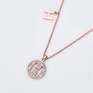 Collier avec diamants et moissanite en forme de lettre « H » pour femme