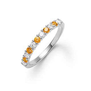 Bague de fiançailles avec diamant citrine rond de 0,90 ct et pierre de naissance de novembre