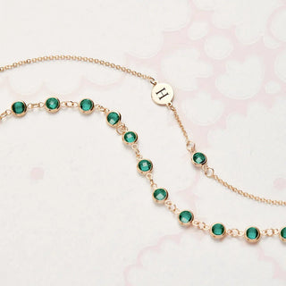 0.25CT Round Emerald Diamond May Birthstone Latter Bracelet