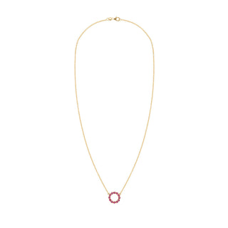 0.40CT Round Ruby Diamond July Birthstone Circle Necklace