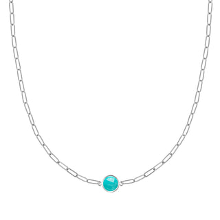 Collier avec topaze ronde et diamant de 0,84 ct - Pierre de naissance de décembre