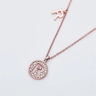 Collier avec diamants et moissanite en forme de lettre « R » pour femme