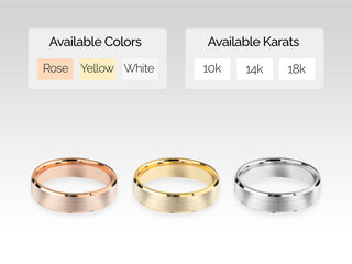 5.0MM Beveled Wedding Brushed Band For Women in Solid Gold