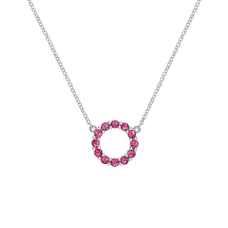 0.40CT Round Ruby Diamond July Birthstone Circle Necklace