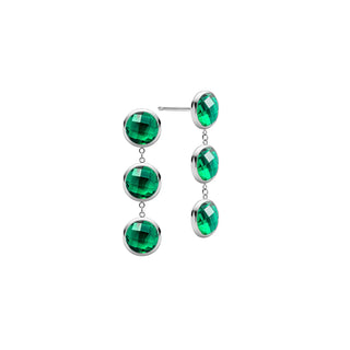 3.0CT Round Emerald Diamond May Birthstone Drop Earrings