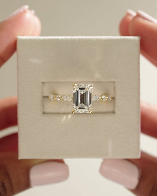 2.50 CT Emerald Cut Moissanite Pave Setting Engagement Ring