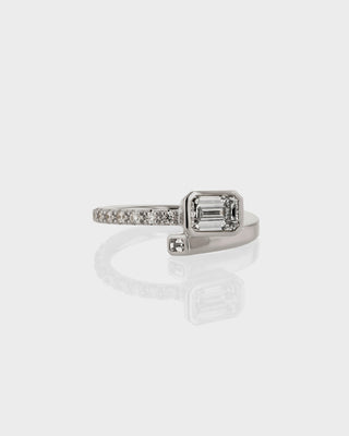 Bague de fiançailles à deux pierres avec diamant CVD et émeraude de 1,0 à 3,0 ct