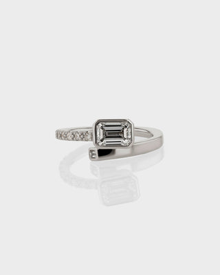 Bague de fiançailles à deux pierres avec diamant CVD et émeraude de 1,0 à 3,0 ct