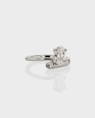 Bague de fiançailles à deux pierres avec diamants ovales CVD de 1,0 à 3,0 ct