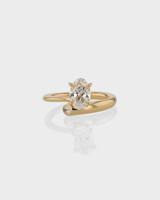 Bague de fiançailles à deux pierres avec diamants ovales CVD de 1,0 à 3,0 ct