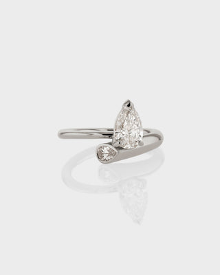 Bague de fiançailles à deux pierres avec diamants CVD en forme de poire de 1,0 à 3,0 ct