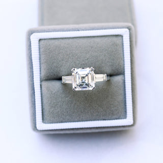 1.75CT Asscher Cut Moissanite Baguette Diamond Engagement Ring - ELITE CARAT