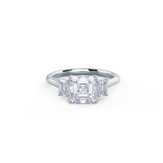 Bague de fiançailles solitaire en diamant et moissanite à trois pierres Asscher de 1,0 ct 