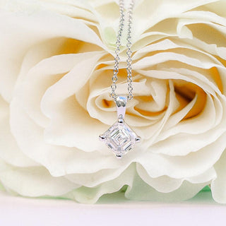 Classic Princess Moissanite Solitaire Pendent Necklace in Solid Gold