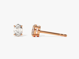 Oval Cut Moissanite Stud Diamond Earrings in Yellow Gold