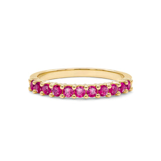 0.75CT Round Ruby Diamond July Birthstone Band for Women