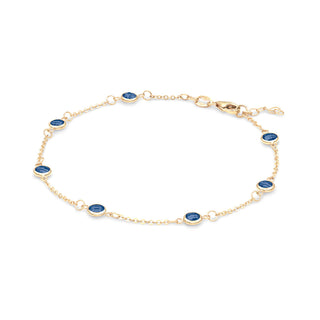 1.0CT Round Sapphire Diamond September Birthstone Bracelet