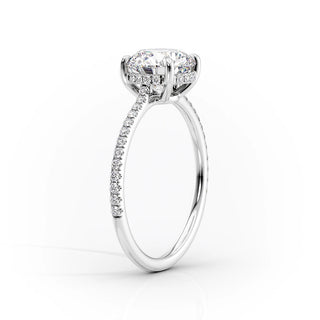 1.50-3.50  CT Pear CVD Diamond Hidden Halo Engagement Ring With Pave Setting