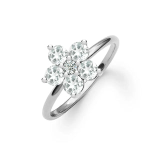 1.0CT Round Diamond April Birthstone Flower Engagement Ring