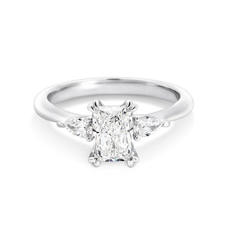 Bague de fiançailles à trois pierres avec diamant CVD radiant de 1,01 à 3,0 ct