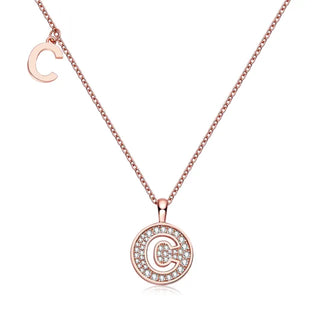 Collier avec diamants et moissanite en forme de lettre « C » pour femme