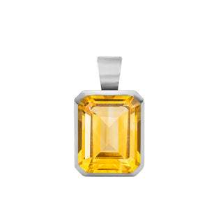 Collier solitaire avec pierre de naissance de novembre et diamant émeraude citrine 4,0 ct