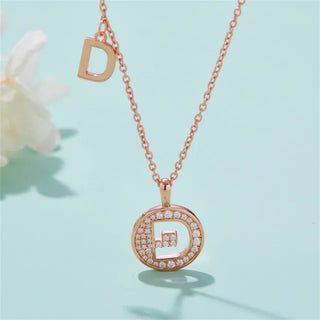 Collier avec diamants et moissanite en forme de lettre « D » pour femme