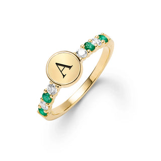 Bague pour femme avec pierre de naissance du mois de mai et diamant émeraude rond de 0,50 ct