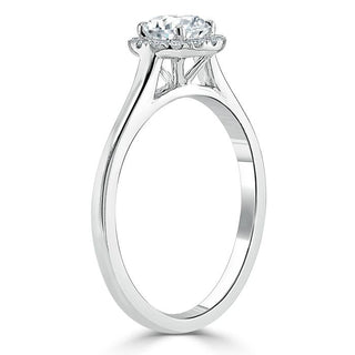 0.75 CT Round Cut Halo Moissanite Engagement Ring