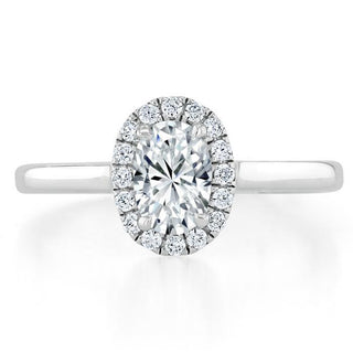 0.75 CT Oval Shaped Moissanite Halo Engagement Ring