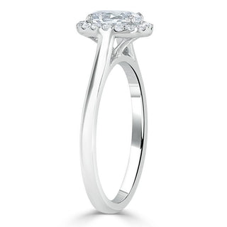 0.75 CT Oval Shaped Moissanite Halo Engagement Ring