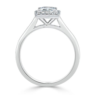 1.0 CT Princess Cut Halo Moissanite Engagement Ring