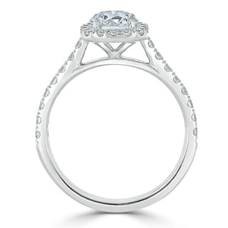 Bague de fiançailles en moissanite à taille ronde et pavée de halo de 0,75 ct