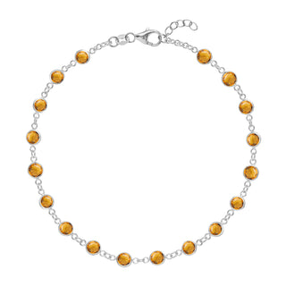 Bracelet avec pierre de naissance de novembre et diamants en citrine ronde de 4,50 ct