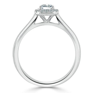 0.75 CT Emerald Cut Halo Moissanite Engagement Ring