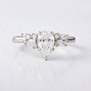 1.33CT Pear Cut Moissanite Cluster Engagement Ring - ELITE CARAT