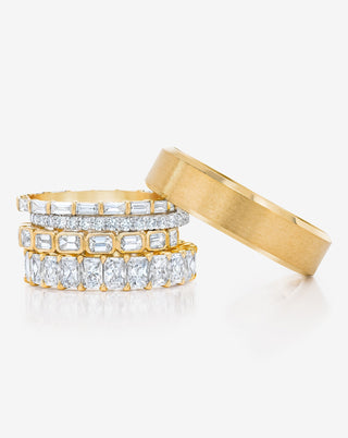 Alliance de mariage en moissanite avec diamants baguettes de 0,78 ct